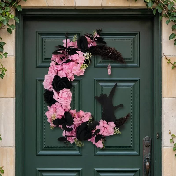 Olivenorma Plastic Dried Twigs Wood Cutout Cat Wreath Mysterious Protection Symbol Door Decoration - image 14