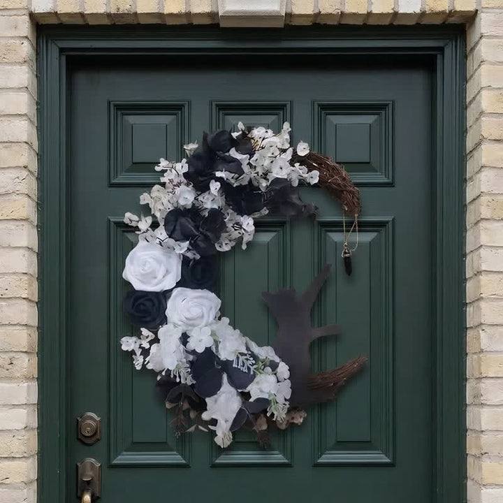 Olivenorma Plastic Dried Twigs Wood Cutout Cat Wreath Mysterious Protection Symbol Door Decoration - image 5