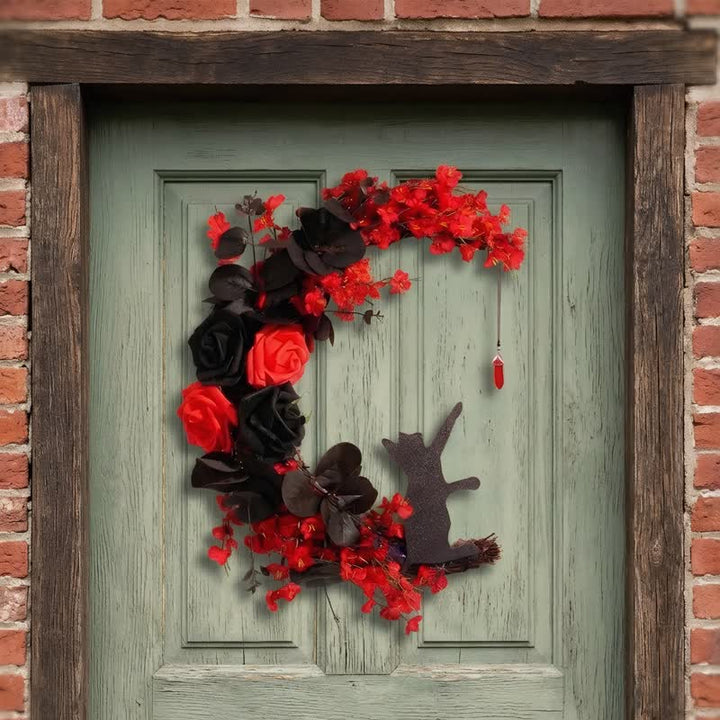 Olivenorma Plastic Dried Twigs Wood Cutout Cat Wreath Mysterious Protection Symbol Door Decoration - image 9