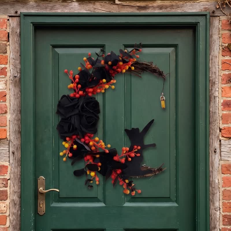 Olivenorma Plastic Dried Twigs Wood Cutout Cat Wreath Mysterious Protection Symbol Door Decoration - image 18