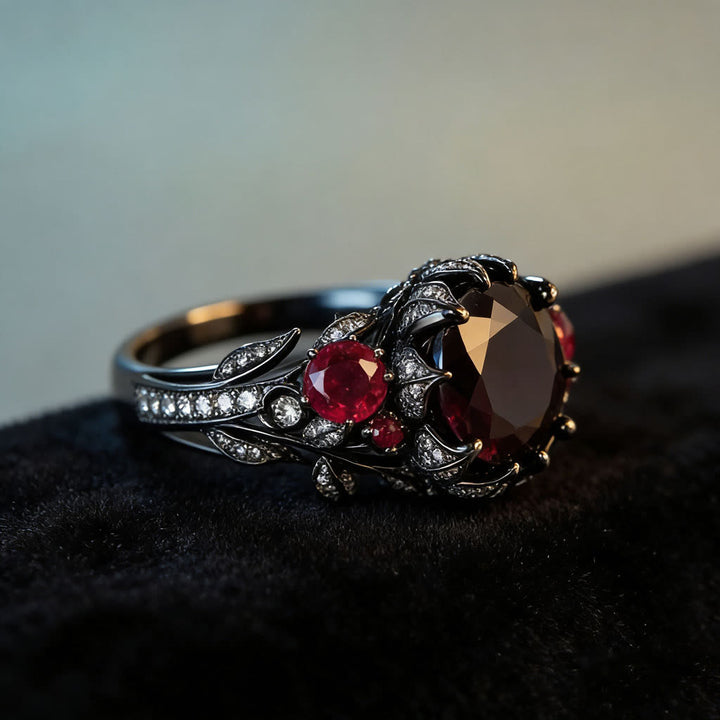 FREE Today: Gothic Black Gold Red Stone Rose Thorn Vine Ring - image 4