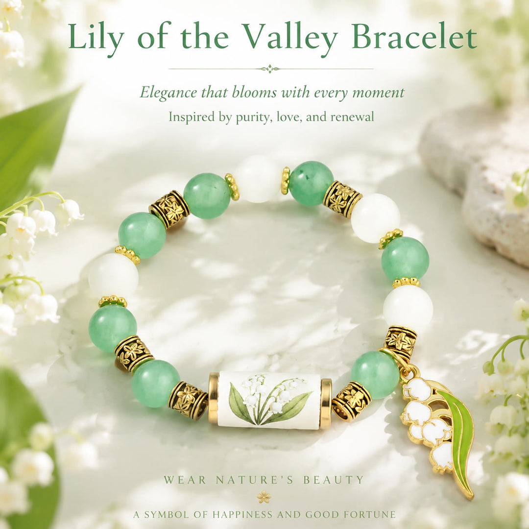 FREE Today: Handmade Bohemian Natural Stone Birth Flower Beaded Bracelet for Women - May Lily of the Valley - image 8