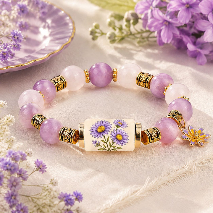 FREE Today: Handmade Bohemian Natural Stone Birth Flower Beaded Bracelet for Women - September Aster - image 14