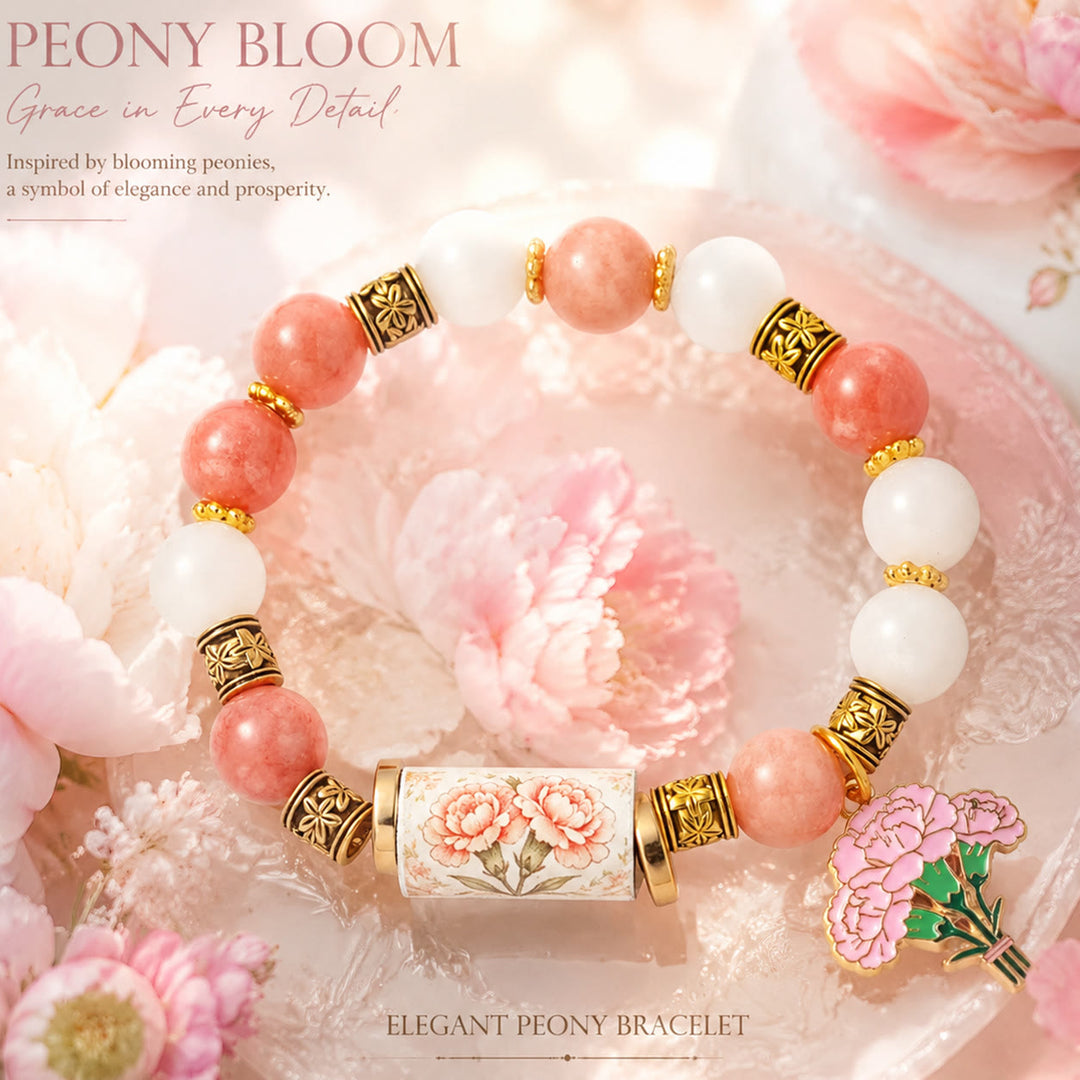FREE Today: Handmade Bohemian Natural Stone Birth Flower Beaded Bracelet for Women - January Carnation - image 0