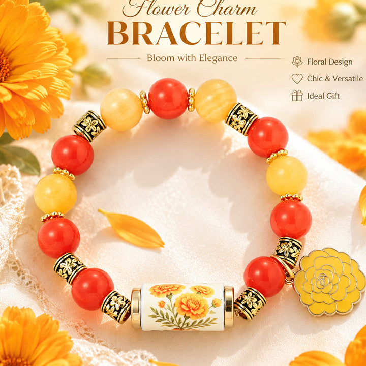 FREE Today: Handmade Bohemian Natural Stone Birth Flower Beaded Bracelet for Women - October Marigold - image 16