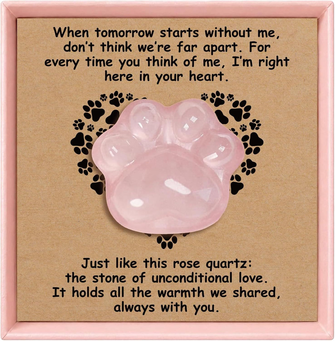 FREE Today: Healing Crystal Dog Cat Paw Memorial Gift-Rainbow Bridge Pet Loss Keepsake with Sympathy Card Bereavement Gift - Rose Quartz - Card Style 3 - image 7