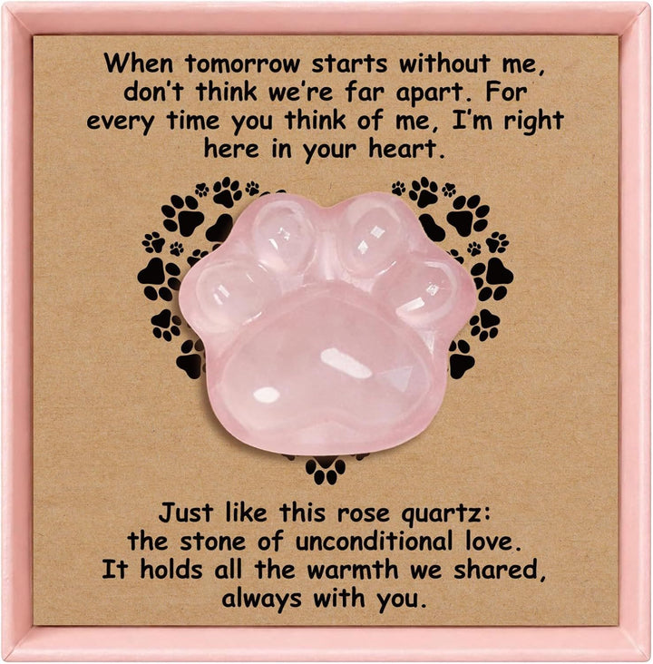 FREE Today: Healing Crystal Dog Cat Paw Memorial Gift-Rainbow Bridge Pet Loss Keepsake with Sympathy Card Bereavement Gift - Rose Quartz - Card Style 3 - image 7