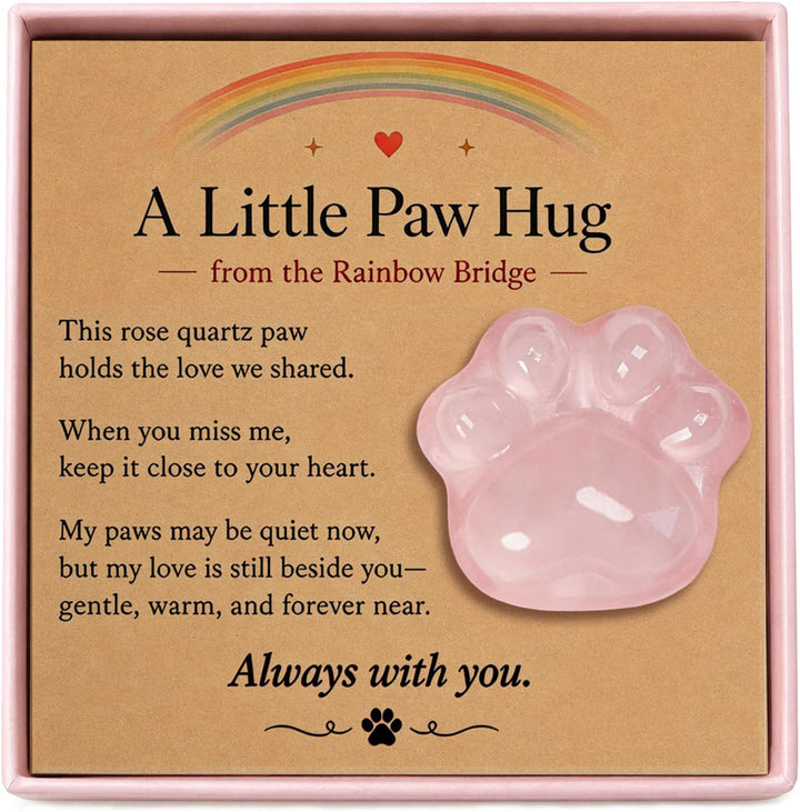 FREE Today: Healing Crystal Dog Cat Paw Memorial Gift-Rainbow Bridge Pet Loss Keepsake with Sympathy Card Bereavement Gift - Rose Quartz - Card Style 1 - image 5