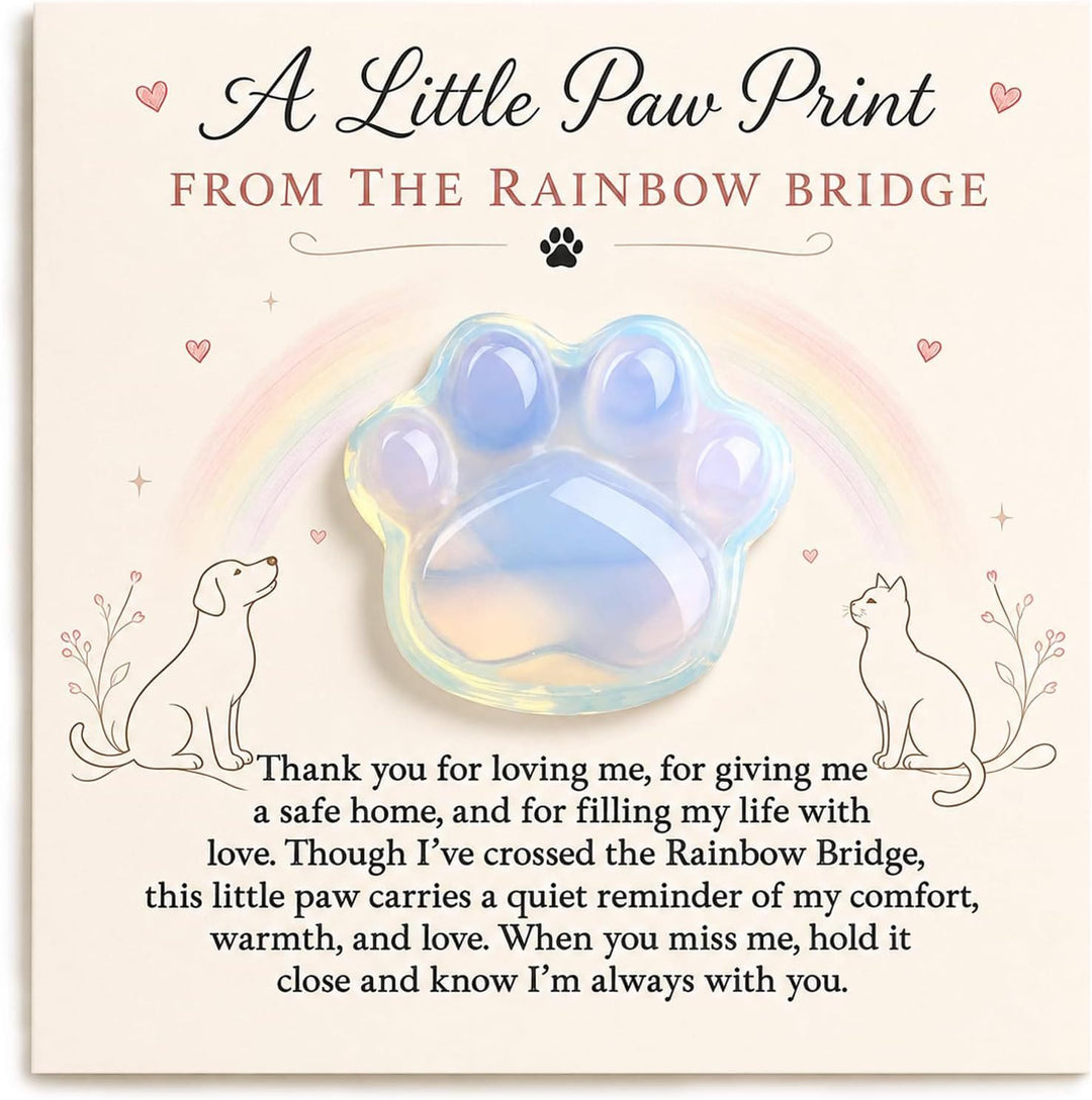 FREE Today: Healing Crystal Dog Cat Paw Memorial Gift-Rainbow Bridge Pet Loss Keepsake with Sympathy Card Bereavement Gift - Opalite - Card Style 3 - image 3