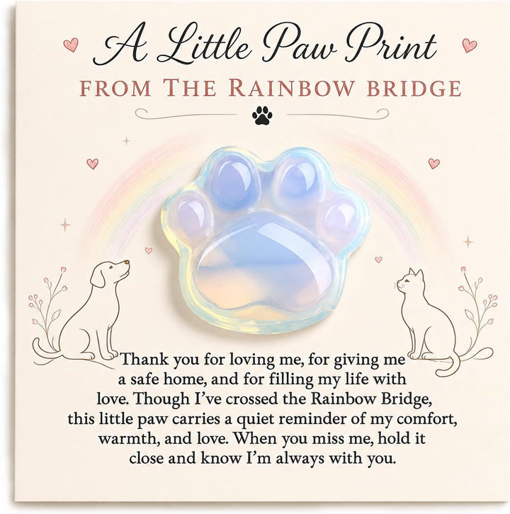 FREE Today: Healing Crystal Dog Cat Paw Memorial Gift-Rainbow Bridge Pet Loss Keepsake with Sympathy Card Bereavement Gift - Opalite - Card Style 3 - image 3
