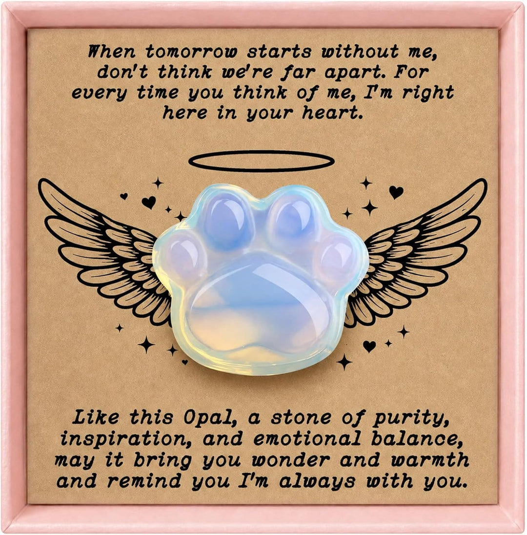 FREE Today: Healing Crystal Dog Cat Paw Memorial Gift-Rainbow Bridge Pet Loss Keepsake with Sympathy Card Bereavement Gift - Opalite - Card Style 2 - image 2