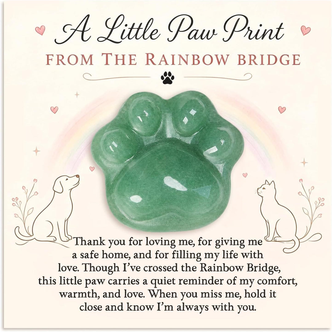 FREE Today: Healing Crystal Dog Cat Paw Memorial Gift-Rainbow Bridge Pet Loss Keepsake with Sympathy Card Bereavement Gift - Green Aventurine - Card Style 2 - image 10
