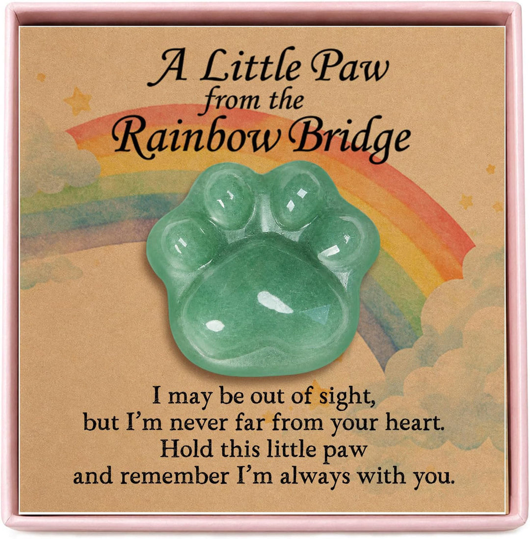 FREE Today: Healing Crystal Dog Cat Paw Memorial Gift-Rainbow Bridge Pet Loss Keepsake with Sympathy Card Bereavement Gift - Green Aventurine - Card Style 1 - image 9
