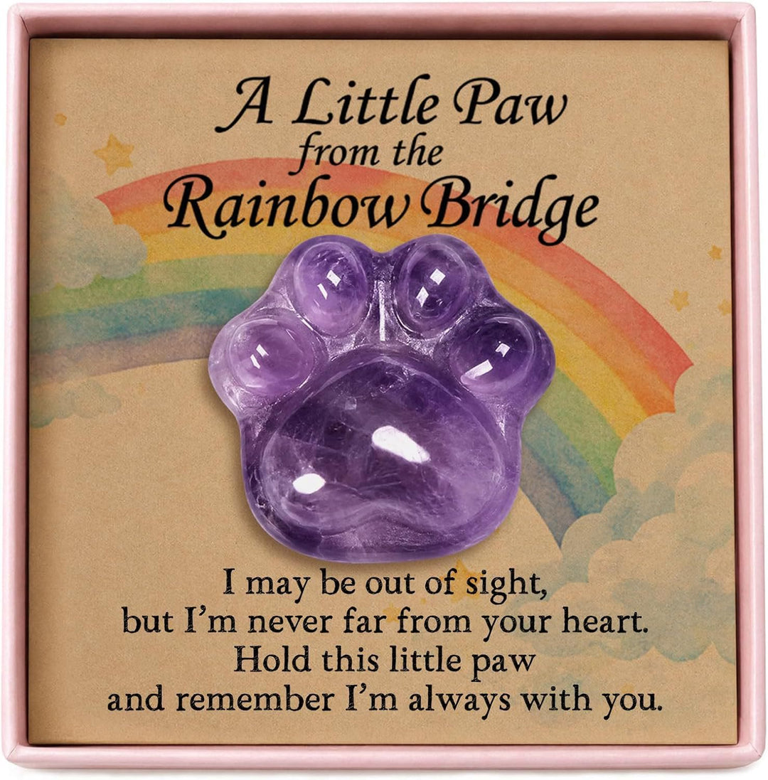 FREE Today: Healing Crystal Dog Cat Paw Memorial Gift-Rainbow Bridge Pet Loss Keepsake with Sympathy Card Bereavement Gift - Amethyst - Card Style 1 - image 12