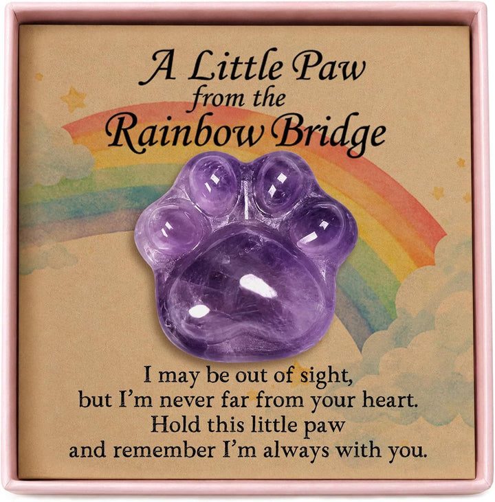 FREE Today: Healing Crystal Dog Cat Paw Memorial Gift-Rainbow Bridge Pet Loss Keepsake with Sympathy Card Bereavement Gift - Amethyst - Card Style 1 - image 12