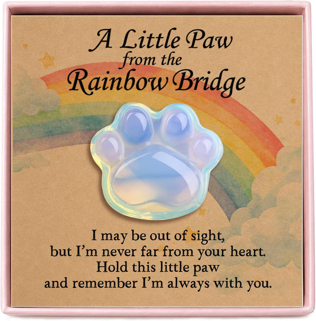FREE Today: Healing Crystal Dog Cat Paw Memorial Gift-Rainbow Bridge Pet Loss Keepsake with Sympathy Card Bereavement Gift - image 1