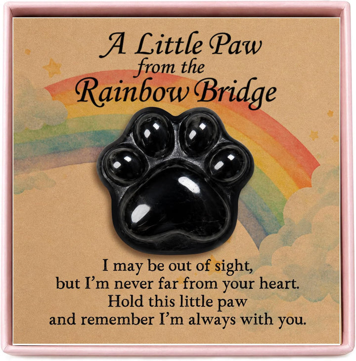 FREE Today: Healing Crystal Dog Cat Paw Memorial Gift-Rainbow Bridge Pet Loss Keepsake with Sympathy Card Bereavement Gift - Obsidian - Card Style 1 - image 17