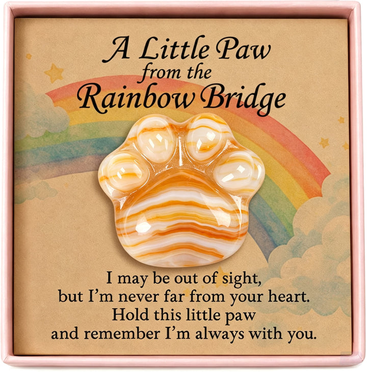 FREE Today: Healing Crystal Dog Cat Paw Memorial Gift-Rainbow Bridge Pet Loss Keepsake with Sympathy Card Bereavement Gift - Crazy Lace Agate - Card Style 1 - image 21