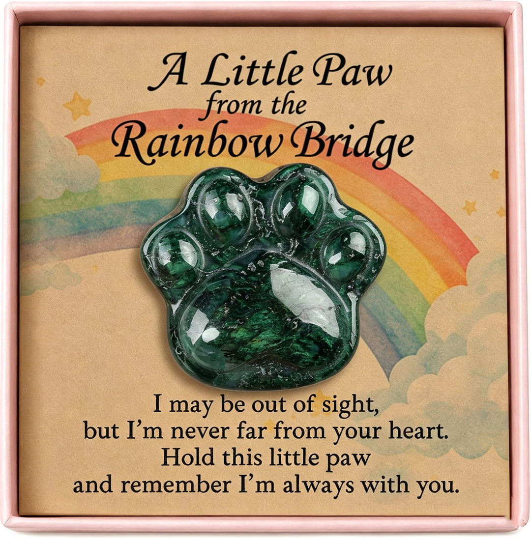 FREE Today: Healing Crystal Dog Cat Paw Memorial Gift-Rainbow Bridge Pet Loss Keepsake with Sympathy Card Bereavement Gift - India Agate - Card Style 1 - image 24