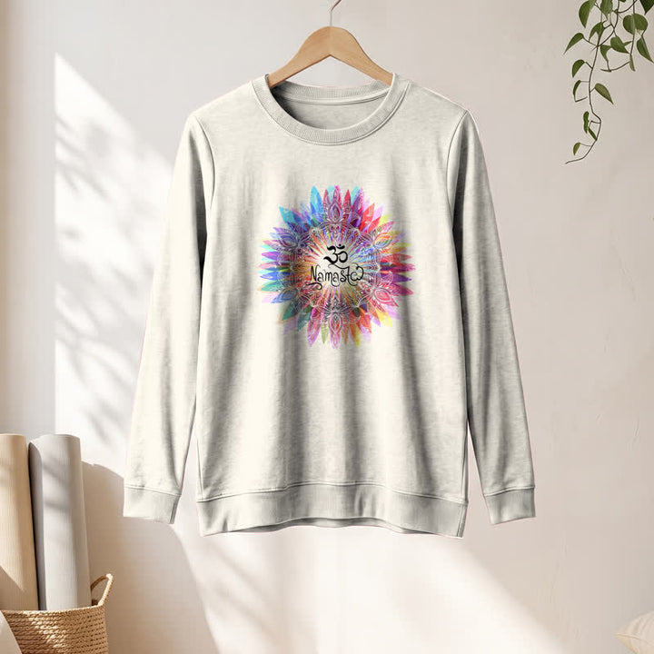 Olivenorma Soft Cotton Blend Rainbow Om Namaste Mandala Art Print Women's Long Sleeve Shirt - image 10