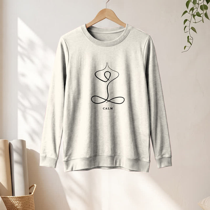 Olivenorma Cotton Blend Breath & Calm Line Art Print Women's Long Sleeve Shirt - image 1