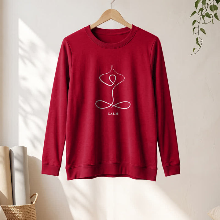 Olivenorma Cotton Blend Breath & Calm Line Art Print Women's Long Sleeve Shirt - image 61
