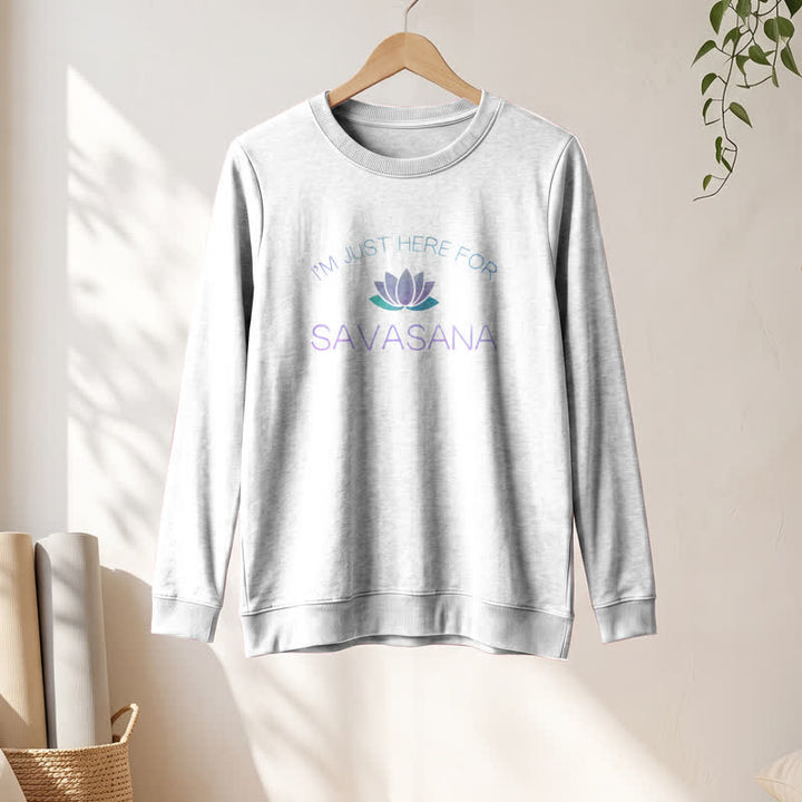 Olivenorma Soft Cotton Blend I'm Just Here For Savasana Lotus Print Women's Long Sleeve Shirt - image 4