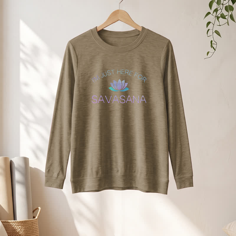 Olivenorma Soft Cotton Blend I'm Just Here For Savasana Lotus Print Women's Long Sleeve Shirt - image 25