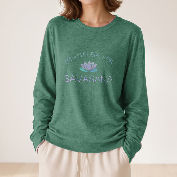 Olivenorma Soft Cotton Blend I'm Just Here For Savasana Lotus Print Women's Long Sleeve Shirt - image 2