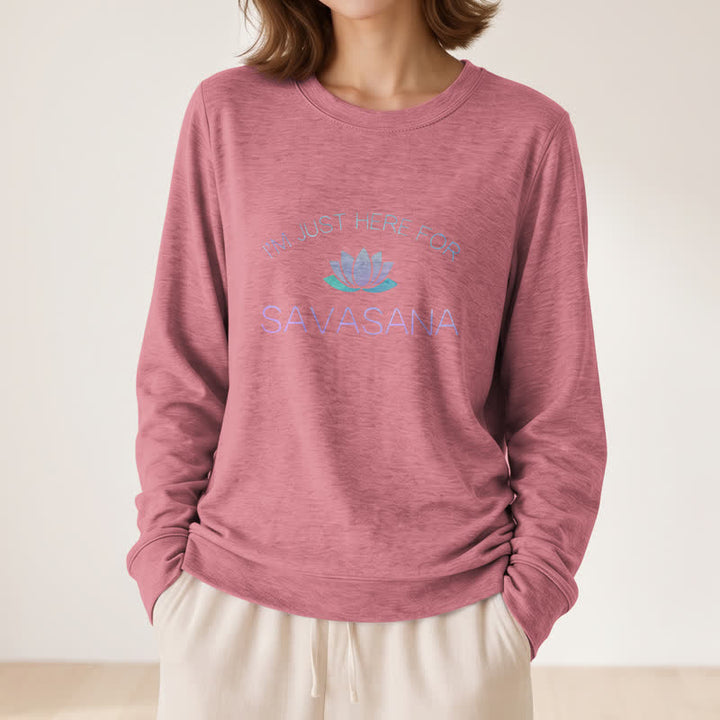 Olivenorma Soft Cotton Blend I'm Just Here For Savasana Lotus Print Women's Long Sleeve Shirt - image 11