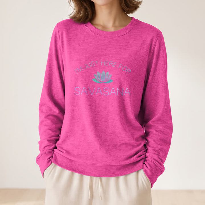 Olivenorma Soft Cotton Blend I'm Just Here For Savasana Lotus Print Women's Long Sleeve Shirt - image 23
