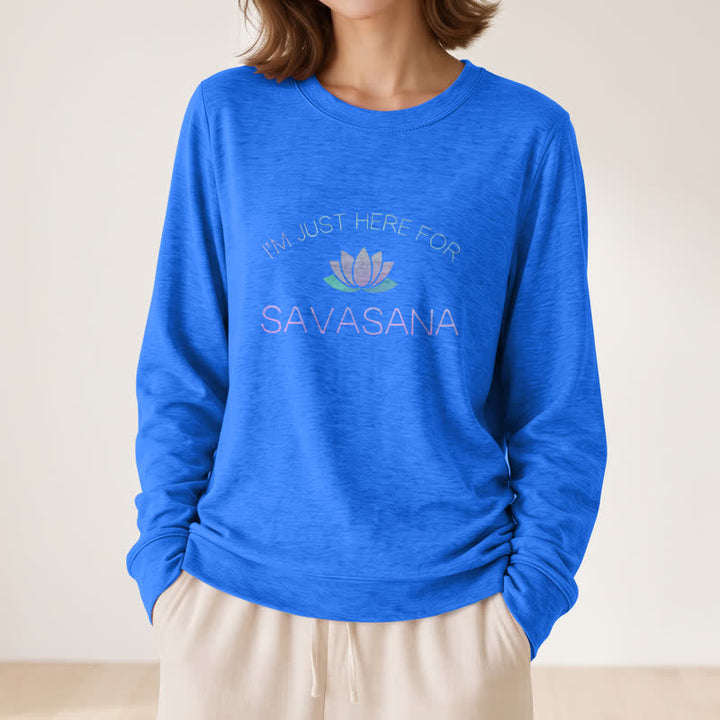 Olivenorma Soft Cotton Blend I'm Just Here For Savasana Lotus Print Women's Long Sleeve Shirt - image 20