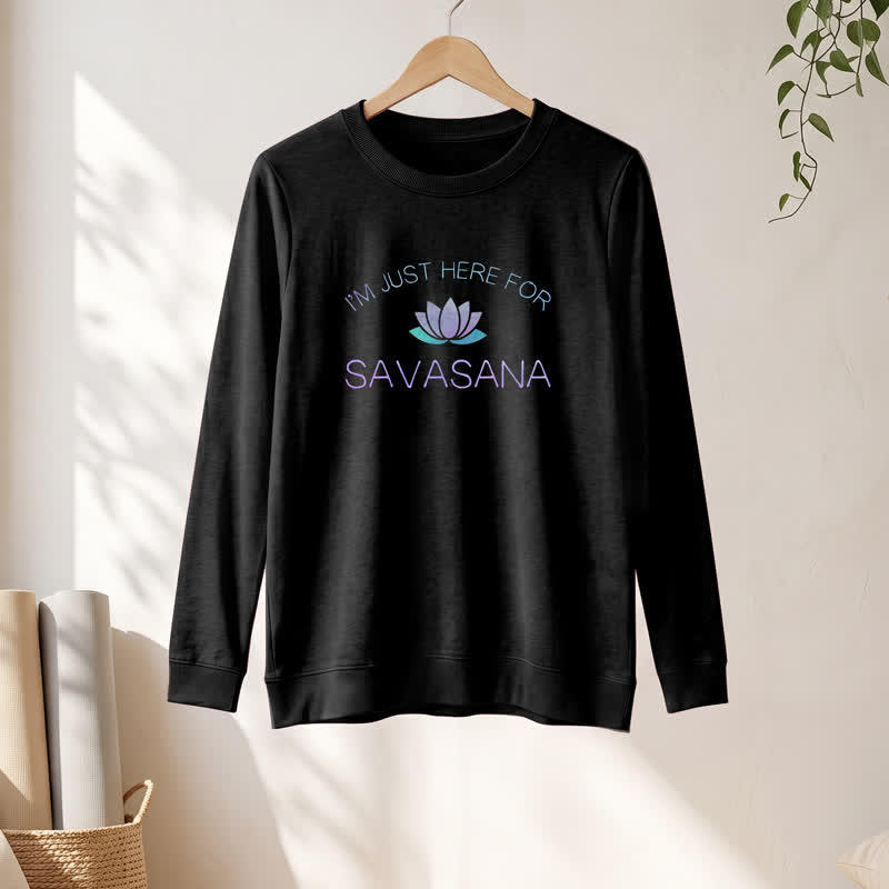 Olivenorma Soft Cotton Blend I'm Just Here For Savasana Lotus Print Women's Long Sleeve Shirt - image 7