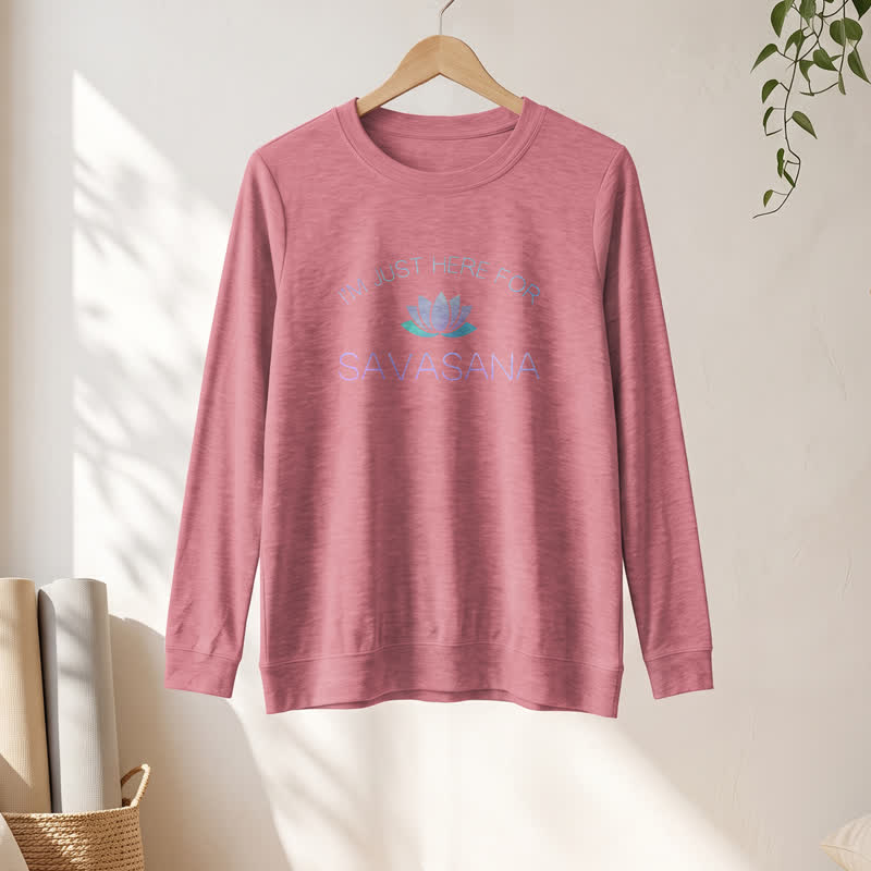 Olivenorma Soft Cotton Blend I'm Just Here For Savasana Lotus Print Women's Long Sleeve Shirt - image 10