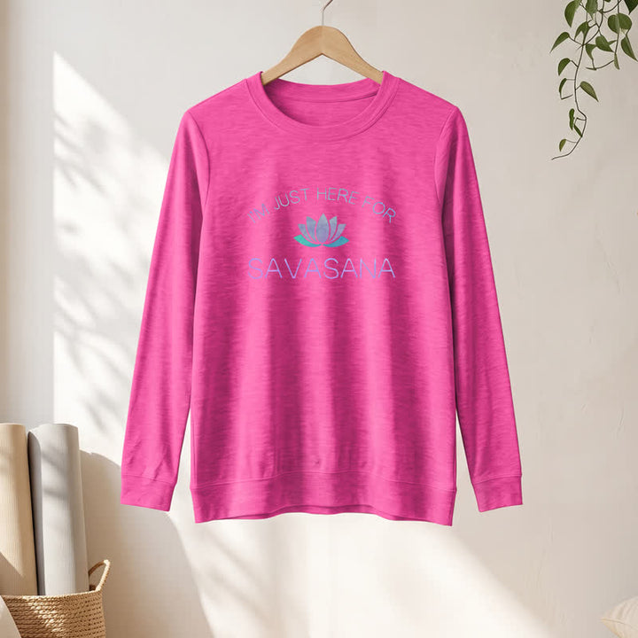 Olivenorma Soft Cotton Blend I'm Just Here For Savasana Lotus Print Women's Long Sleeve Shirt - image 22