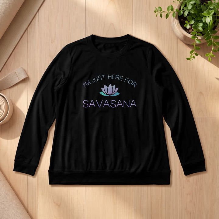 Olivenorma Soft Cotton Blend I'm Just Here For Savasana Lotus Print Women's Long Sleeve Shirt - Black - 2XL - image 6