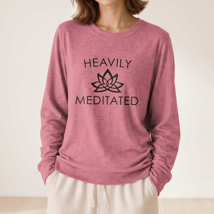 Olivenorma Soft Cotton Blend Heavily Meditated Lotus Print Women's Long Sleeve Shirt - image 8