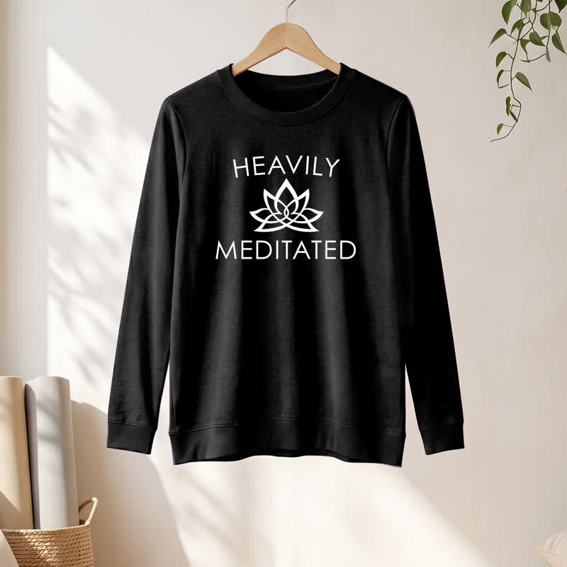Olivenorma Soft Cotton Blend Heavily Meditated Lotus Print Women's Long Sleeve Shirt - image 1