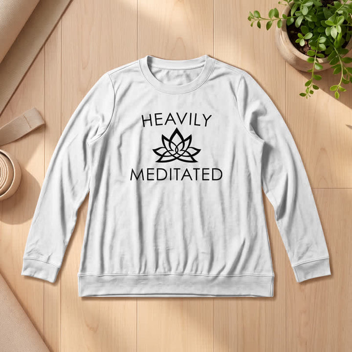 Olivenorma Soft Cotton Blend Heavily Meditated Lotus Print Women's Long Sleeve Shirt - White - 2XL - image 3
