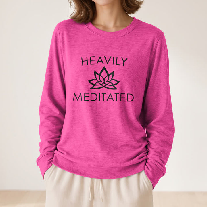 Olivenorma Soft Cotton Blend Heavily Meditated Lotus Print Women's Long Sleeve Shirt - image 20