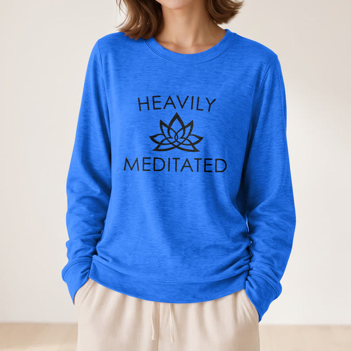 Olivenorma Soft Cotton Blend Heavily Meditated Lotus Print Women's Long Sleeve Shirt - image 17