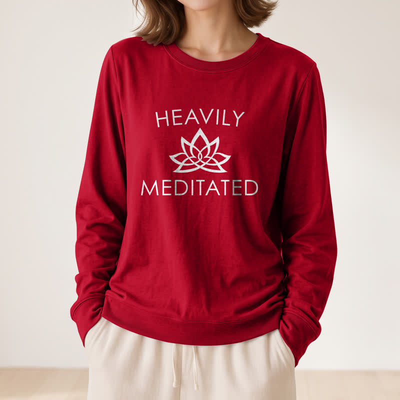 Olivenorma Soft Cotton Blend Heavily Meditated Lotus Print Women's Long Sleeve Shirt - image 32