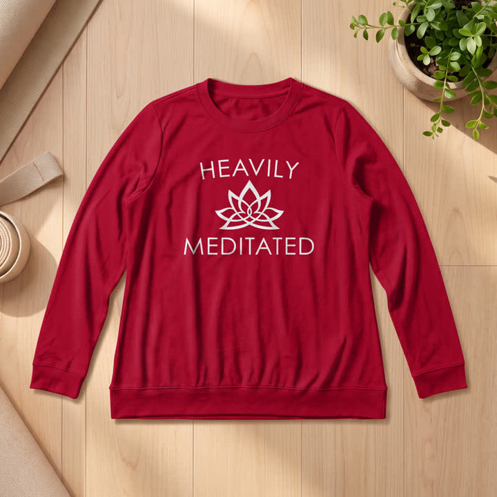 Olivenorma Soft Cotton Blend Heavily Meditated Lotus Print Women's Long Sleeve Shirt - Wine - 2XL - image 30
