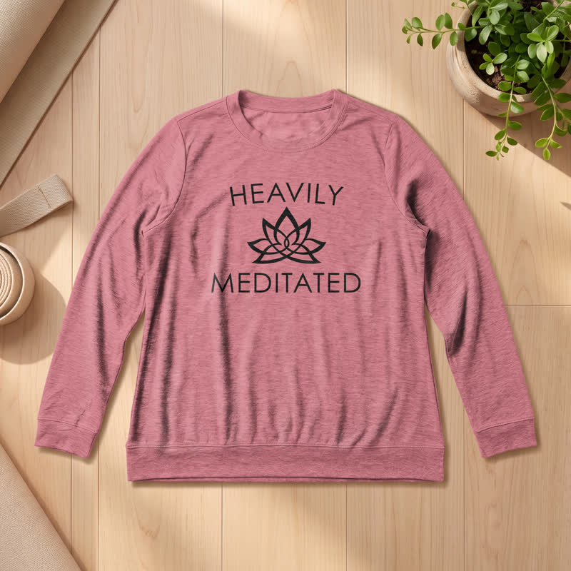 Olivenorma Soft Cotton Blend Heavily Meditated Lotus Print Women's Long Sleeve Shirt - Rose Gold - 2XL - image 6
