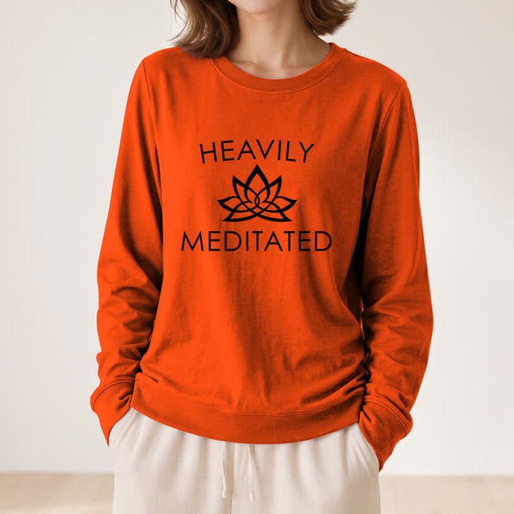 Olivenorma Soft Cotton Blend Heavily Meditated Lotus Print Women's Long Sleeve Shirt - image 29