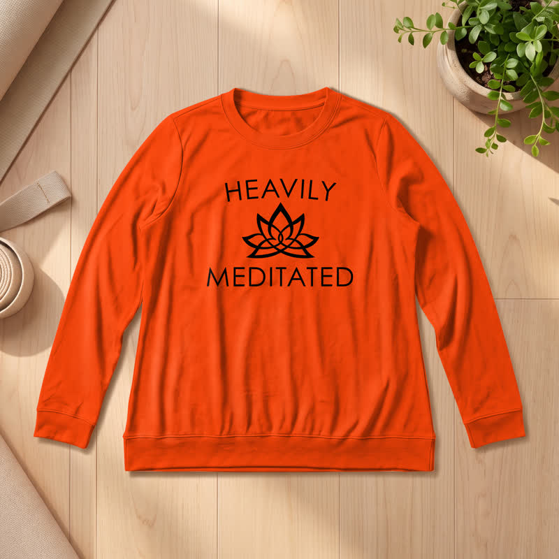 Olivenorma Soft Cotton Blend Heavily Meditated Lotus Print Women's Long Sleeve Shirt - Orange - 2XL - image 27