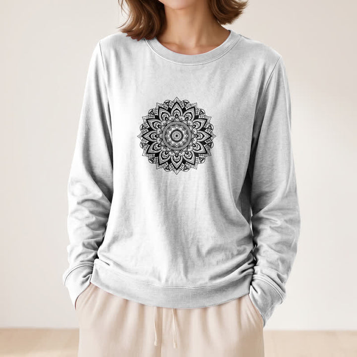 Olivenorma Soft Cotton Blend Mandala Print Women's Long Sleeve Shirt - image 5