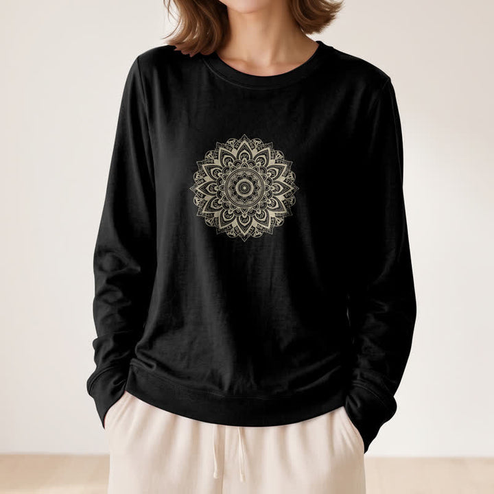 Olivenorma Soft Cotton Blend Mandala Print Women's Long Sleeve Shirt - image 8
