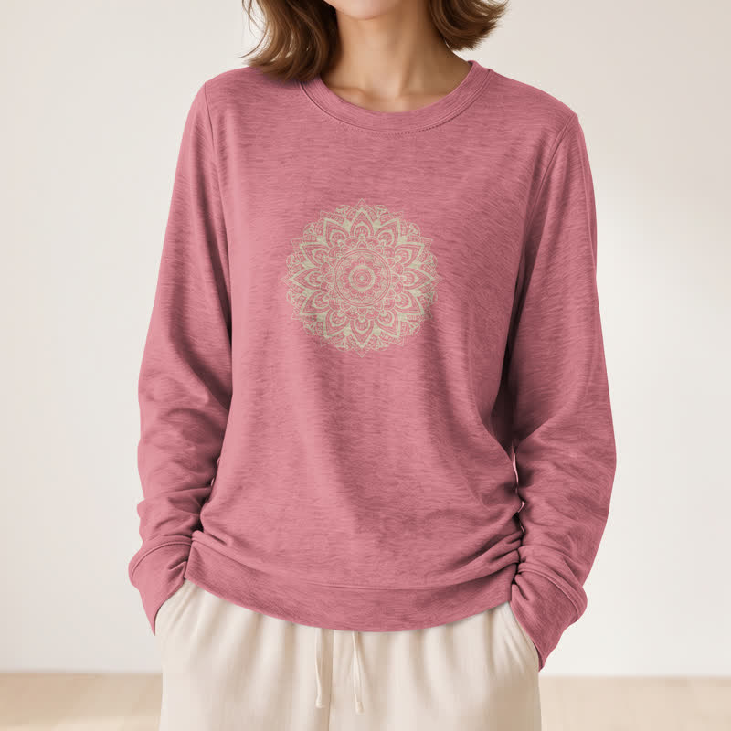 Olivenorma Soft Cotton Blend Mandala Print Women's Long Sleeve Shirt - image 11