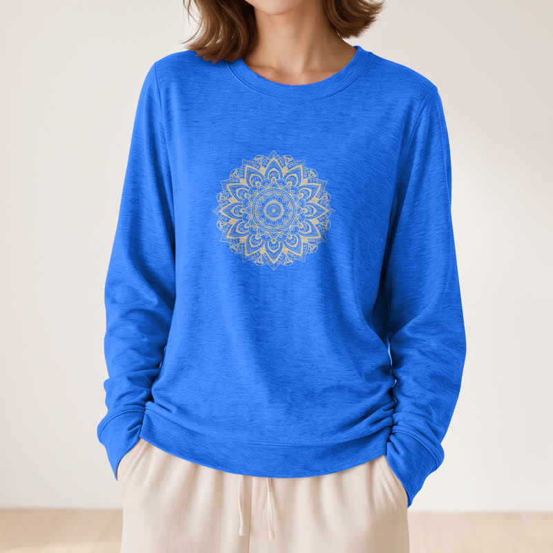 Olivenorma Soft Cotton Blend Mandala Print Women's Long Sleeve Shirt - image 20